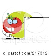 Poster, Art Print Of Tomato Character Holding A Blank Sign With One Hand