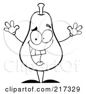 Poster, Art Print Of Happy Outlined Pear Character