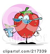 Poster, Art Print Of Strawberry Drinking And Wearing Shades