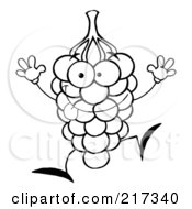 Royalty Free RF Clipart Illustration Of A Happy Outlined Grape Character
