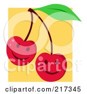 Poster, Art Print Of Two Happy Cherries With Smiles