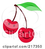 Poster, Art Print Of Two Happy Cherry Faces