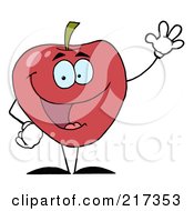 Friendly Red Apple Character Waving