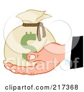 Poster, Art Print Of Caucasian Hand Holding A Sack Of Money