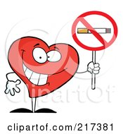 Royalty Free RF Clipart Illustration Of A Red Heart Holding A No Smoking Sign by Hit Toon