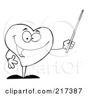 Royalty Free RF Clipart Illustration Of An Outlined Heart Using A Pointer Stick