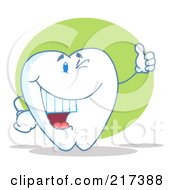 Royalty Free RF Clipart Illustration Of A Tooth Character Winking And Holding A Thumb Up