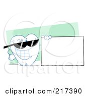 Poster, Art Print Of Tooth Character Wearing Shades And Holding A Blank Sign