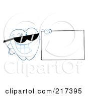 Poster, Art Print Of Dental Tooth Character Wearing Shades And Holding A Blank Sign