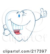 Royalty Free RF Clipart Illustration Of A Dental Tooth Character Winking And Holding A Thumb Up