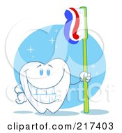 Dental Tooth Character Holding A Tooth Brush With Paste