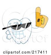Poster, Art Print Of Dental Tooth Character Wearing Shades And Wearing A Number One Fan Glove