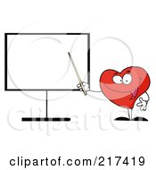 Poster, Art Print Of Heart Character Holding A Pointer Stick To A Board