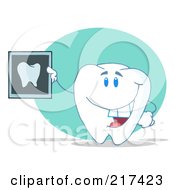 Poster, Art Print Of Tooth Character Holding Up A Dental X Ray
