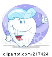 Tooth Character With A Toothpaste Wig Holding A Thumb Up