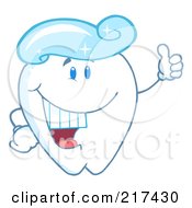 Royalty Free RF Clipart Illustration Of A Tooth Character With A Tooth Paste Wig Holding A Thumb Up