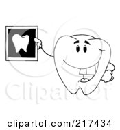 Poster, Art Print Of Outlinedtooth Character Holding Up A Dental Xray