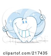 Royalty Free RF Clipart Illustration Of A Tooth Character Holding Floss