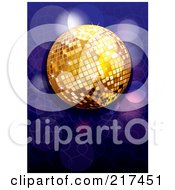 Poster, Art Print Of Shiny Gold Disco Ball With Purple And Blue Sparkles