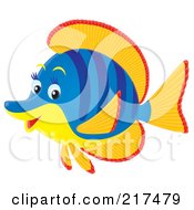 Royalty Free RF Clipart Illustration Of A Striped Blue And Orange Marine Fish