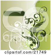 Clipart Picture Illustration Of A Green Text Box With White And Green Paint Splatters And Vines On A Green Background by OnFocusMedia