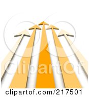 Royalty Free RF Clipart Illustration Of A 3d Team Of Orange Arrows Shooting Away
