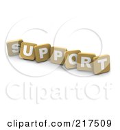 Royalty Free RF Clipart Illustration Of 3d Tan Blocks Spelling SUPPORT