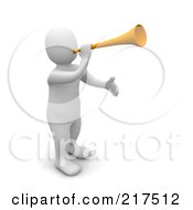 Royalty Free RF Clipart Illustration Of A 3d Blanco Man Announcing With A Megaphone