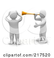 3d Blanco Man Shouting At Another With A Megaphone by Jiri Moucka