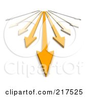 Royalty Free RF Clipart Illustration Of A 3d Group Of Orange Arrows Rushing Forward by Jiri Moucka