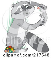 Royalty Free RF Clipart Illustration Of A Mother And Baby Raccoon In The Shape Of An R