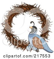Poster, Art Print Of Quail On A Wreath In The Shape Of A Q