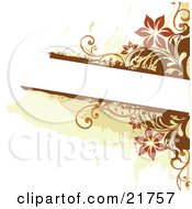 Poster, Art Print Of White Text Box Bordered With Orange And Brown Flowers And Vines On A White Background