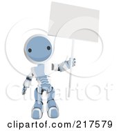 Poster, Art Print Of Blue Ao-Maru Robot Holding Up A Blank Sign On A Pole