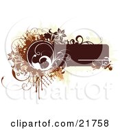 Poster, Art Print Of Brown Text Box With White Brown And Tan Dots Flowers Vines And Splatters On A White Background