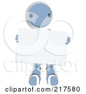 Poster, Art Print Of Blue Ao-Maru Robot Carrying A Blank Sign