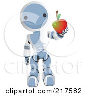Poster, Art Print Of Blue Ao-Maru Robot Holding Out A Healthy Apple