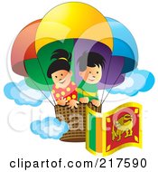 Boy And Girl Flying With A Sri Lanka Flag In A Hot Air Balloon