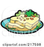 Royalty Free RF Clipart Illustration Of Sliced Bread On A Plate by Lal Perera