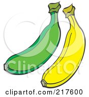 Royalty Free RF Clipart Illustration Of A Digital Collage Of Green And Yellow Bananas by Lal Perera