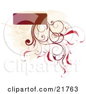 Clipart Picture Illustration Of A Text Box With Brown And Red Vines And Flowers Growing From The Bottom Over A White Background