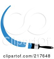 Poster, Art Print Of Black Paint Brush Painting A Curved Stroke On A White Wall