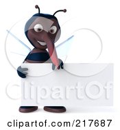 Royalty Free RF Clipart Illustration Of A 3d Skeeter Character Holding A Blank Business Card