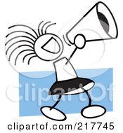 Royalty Free RF Clipart Illustration Of A Stick Cheerleader Girl Using A Megaphone by Johnny Sajem #COLLC217745-0090