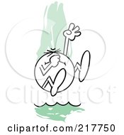 Royalty Free RF Clipart Illustration Of A Moodie Character Taking The Plunge