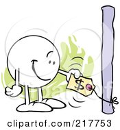 Royalty Free RF Clipart Illustration Of A Moodie Character Checking A Low Price Tag