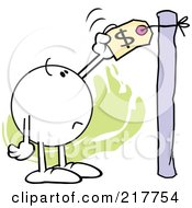 Poster, Art Print Of Moodie Character Checking A High Price Tag