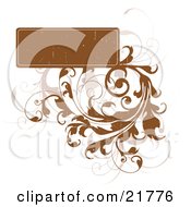 Clipart Picture Illustration Of A Blank Brown Worn Text Box With Bold And Faded Vines On A White Background