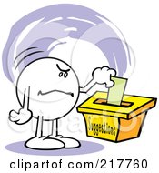 Poster, Art Print Of Moodie Character With An Angry Expression Putting A Comment In A Suggestion Box