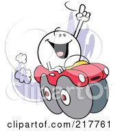 Moodie Character Riding High In A Red Car